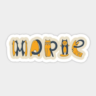 Marie | Girl Name | Cat Lover | Cat Illustration Sticker